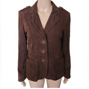 COLE HAAN Brown Leather Jacket size Small